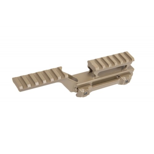 Medium RIS Wosport mount for Scope and PEQ/NGAL Tan, Upgrade your airsoft or tactical setup with the Wosport Medium RIS Mount, designed to support collimator sights and PEQ/NGAL-type devices
